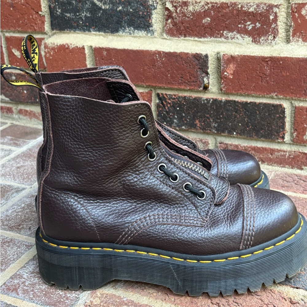 Dr. Martens Burgundy Zip-Up Platform Boots